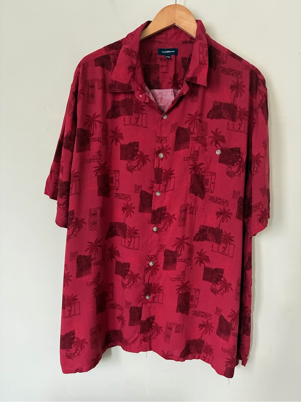 Croft & Barrow Joe XXL Red Hawaiian Shirt Bohemian Tropical Casual Summer